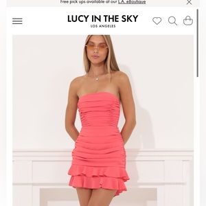 Lucy in the Sky - strapless coral hoco dress